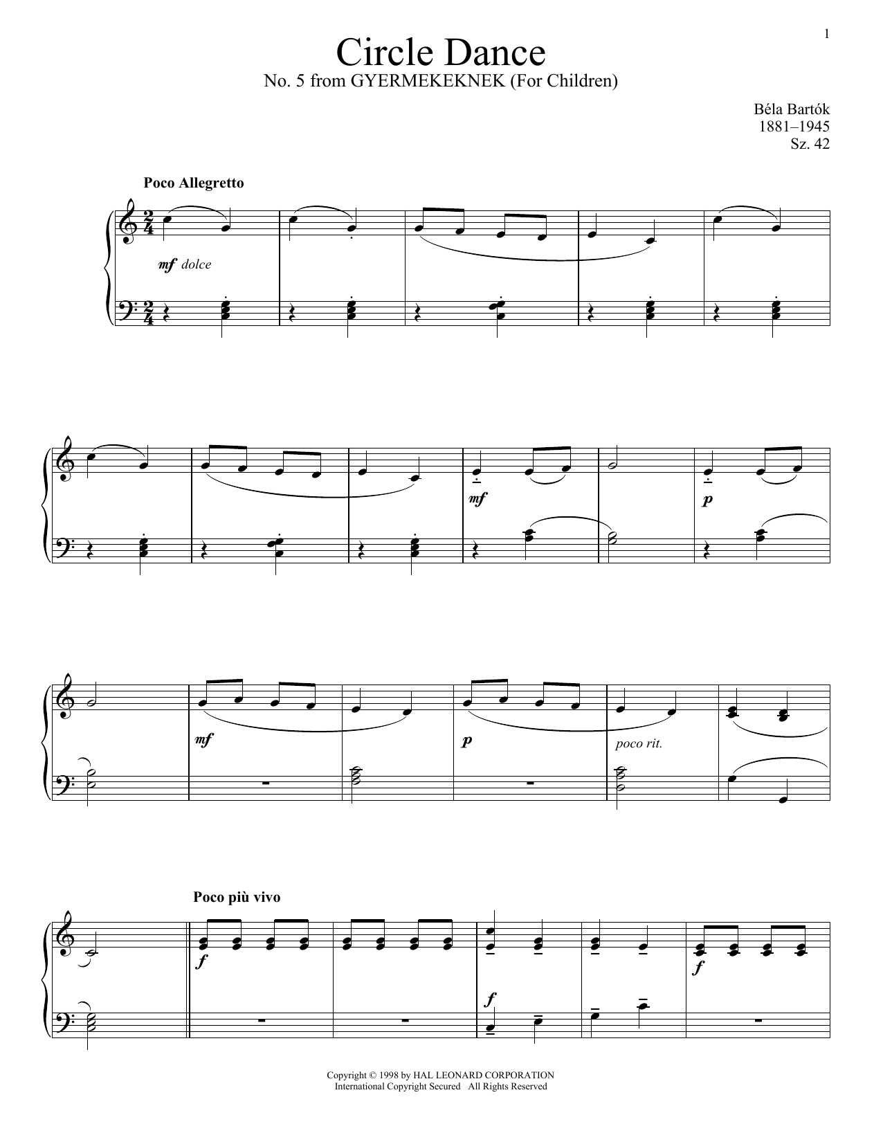 Learn to play Bela Bartok Circle Dance sheet music for Piano Solo in minutes. Price: 7.8900$ Bela Bartok Circle Dance sheet music notes and chords arranged for Piano Solo