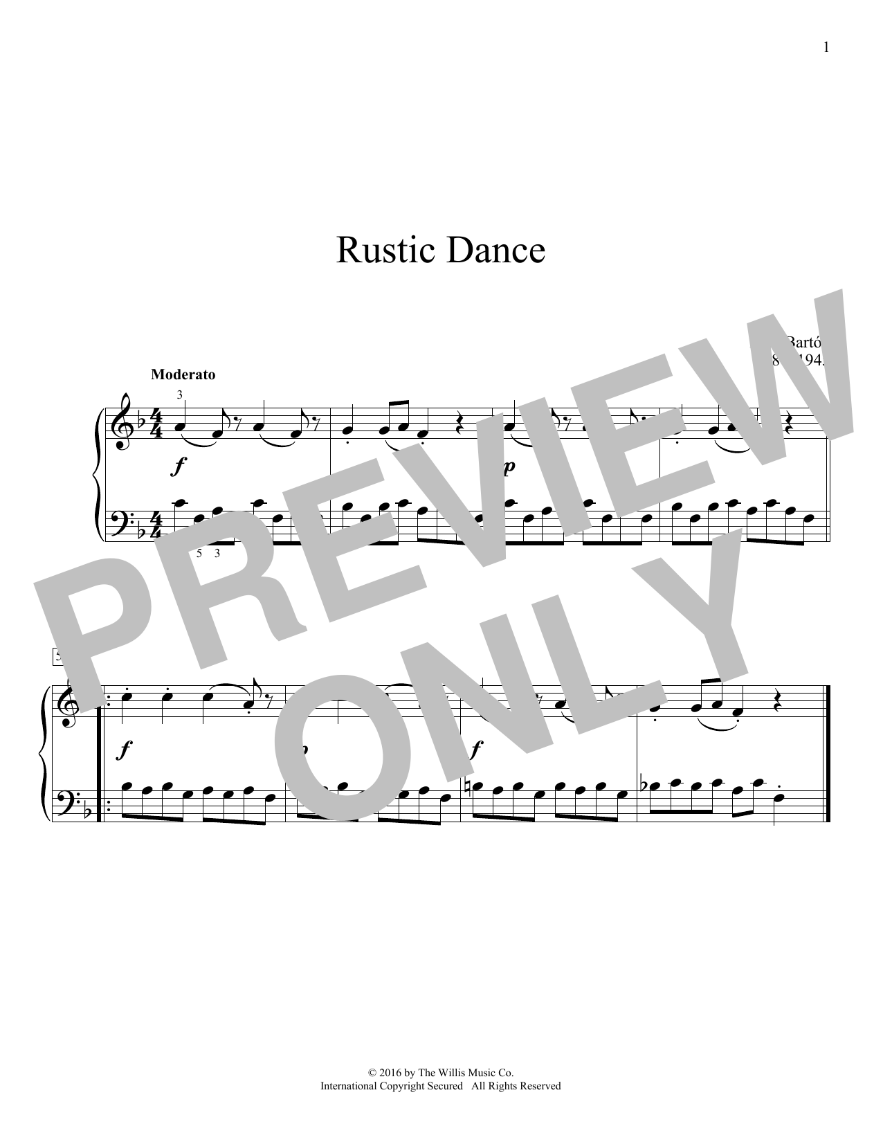 Learn to play Bela Bartok Rustic Dance sheet music for Educational Piano in minutes. Price: 6.9900$ Bela Bartok Rustic Dance sheet music notes and chords arranged for Educational Piano