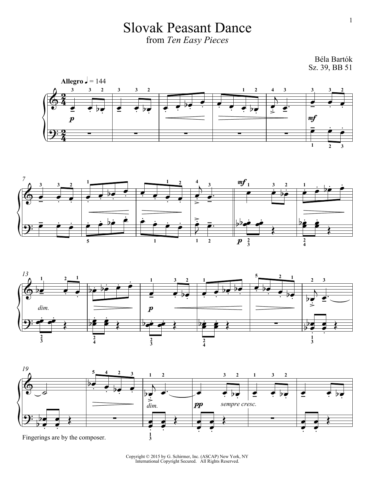 Learn to play Béla Bartók Slovak Peasant Dance sheet music for Piano Solo in minutes. Price: 7.8900$ Béla Bartók Slovak Peasant Dance sheet music notes and chords arranged for Piano Solo