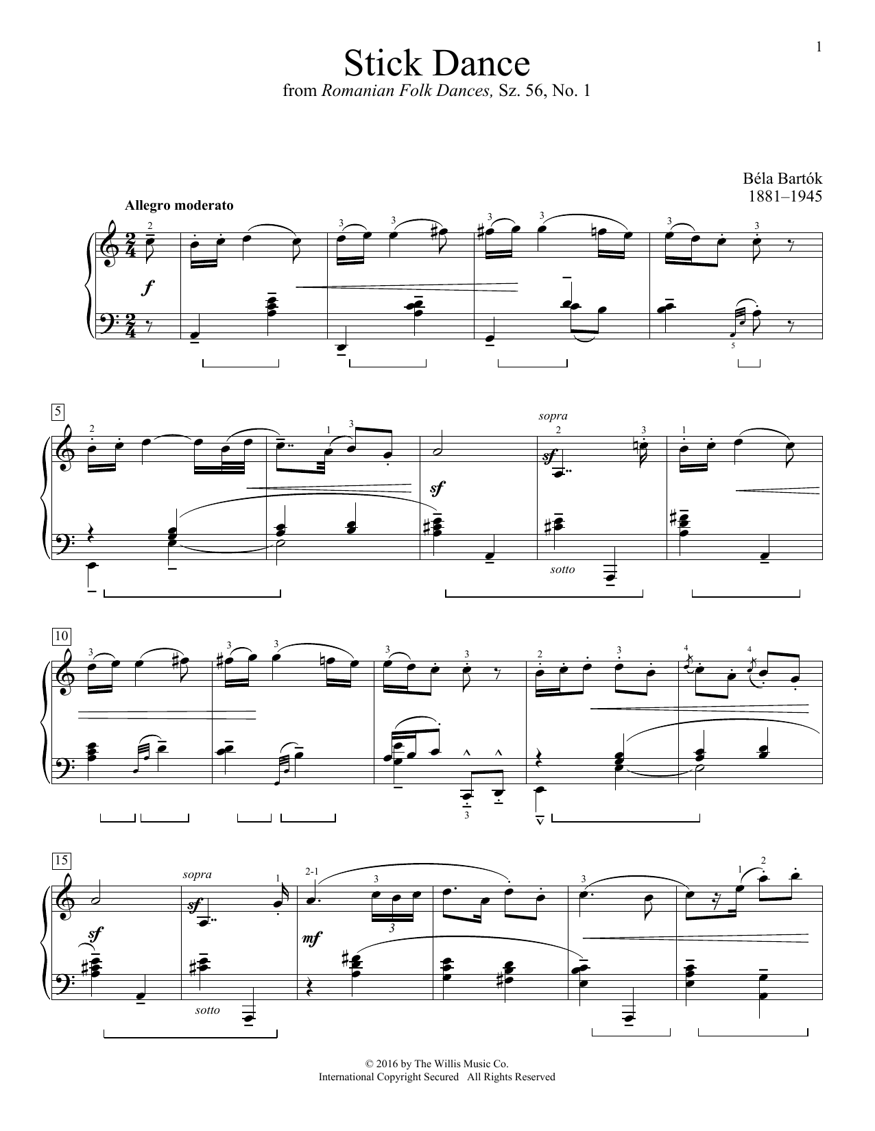 Learn to play Bela Bartok Stick Dance sheet music for Educational Piano in minutes. Price: 6.9900$ Bela Bartok Stick Dance sheet music notes and chords arranged for Educational Piano