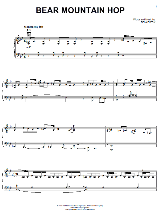 Learn to play Bela Fleck Bear Mountain Hop (from The Country Bears) sheet music for Piano, Vocal & Guitar Chords (Right-Hand Melody) in minutes. Price: 7.8900$ Bela Fleck Bear Mountain Hop (from The Country Bears) sheet music notes and chords arranged for Piano, Vocal & Guitar Chords (Right-Hand Melody)