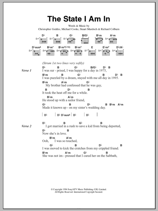 Belle & Sebastian The State I Am In sheet music notes and chords. Download Printable PDF.