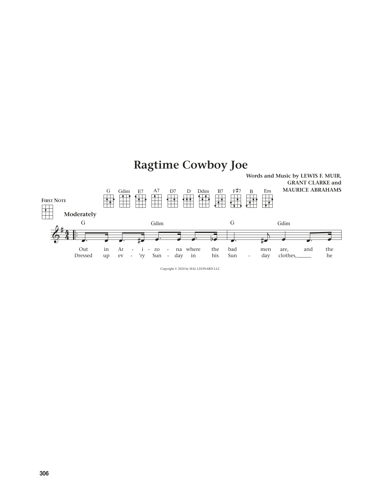 Belle Baker Ragtime Cowboy Joe (from The Daily Ukulele) (arr. Jim Beloff) sheet music notes and chords. Download Printable PDF.