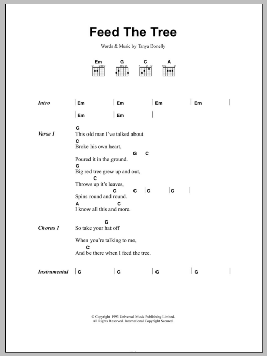 Belly Feed The Tree sheet music notes and chords. Download Printable PDF.