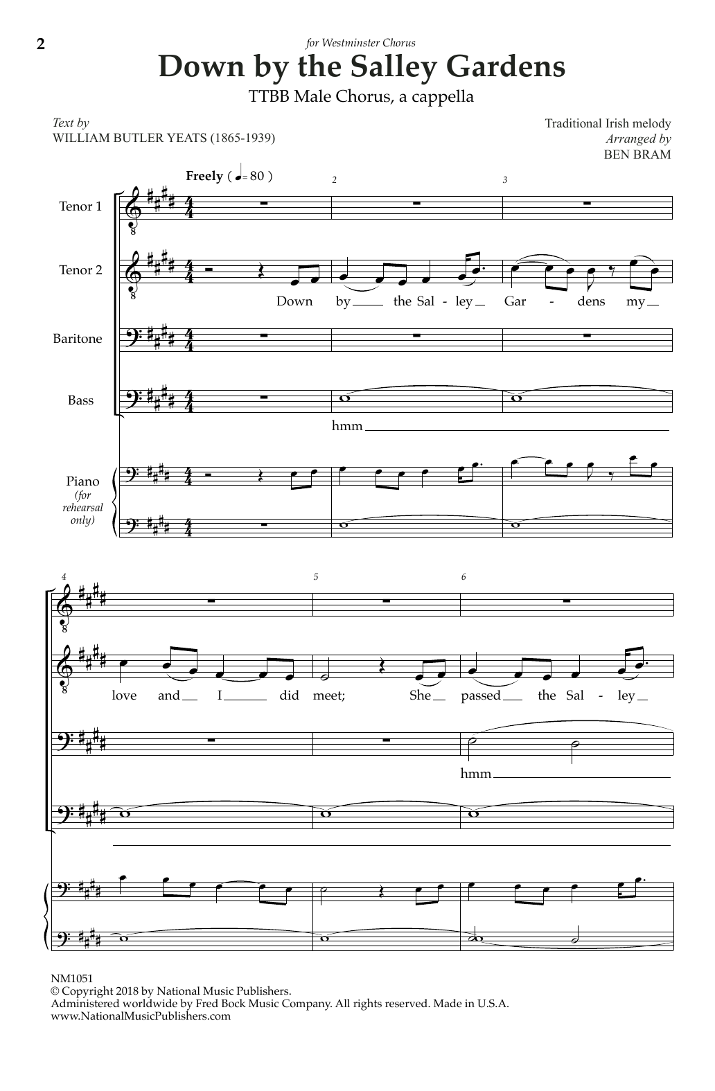 Learn to play Ben Bram Down By The Salley Gardens sheet music for TTBB Choir in minutes. Price: 3.9900$ Ben Bram Down By The Salley Gardens sheet music notes and chords arranged for TTBB Choir