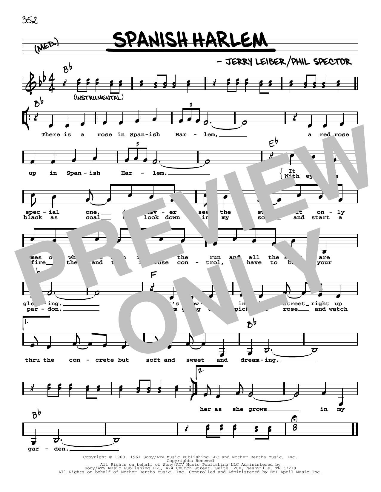 Ben E. King Spanish Harlem (Low Voice) sheet music notes and chords. Download Printable PDF.