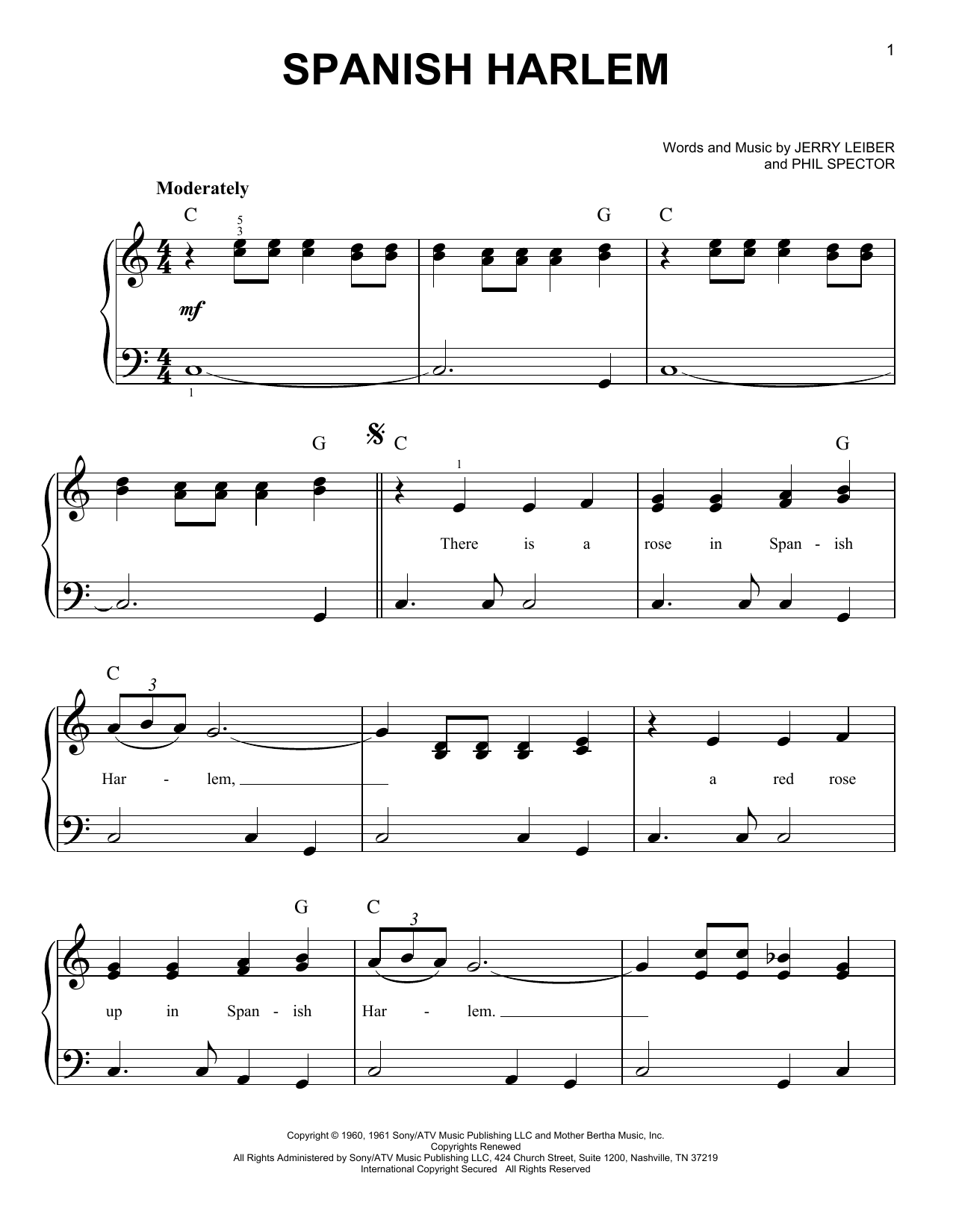 Ben E. King Spanish Harlem sheet music notes and chords. Download Printable PDF.