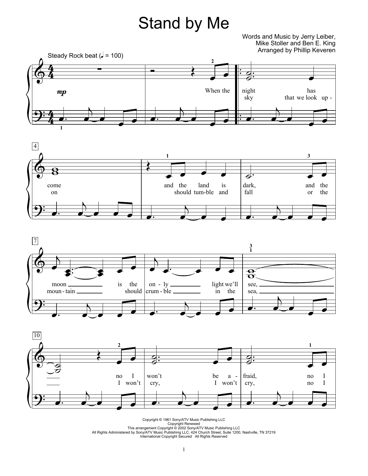 Ben E. King Stand By Me (arr. Phillip Keveren) sheet music notes and chords. Download Printable PDF.