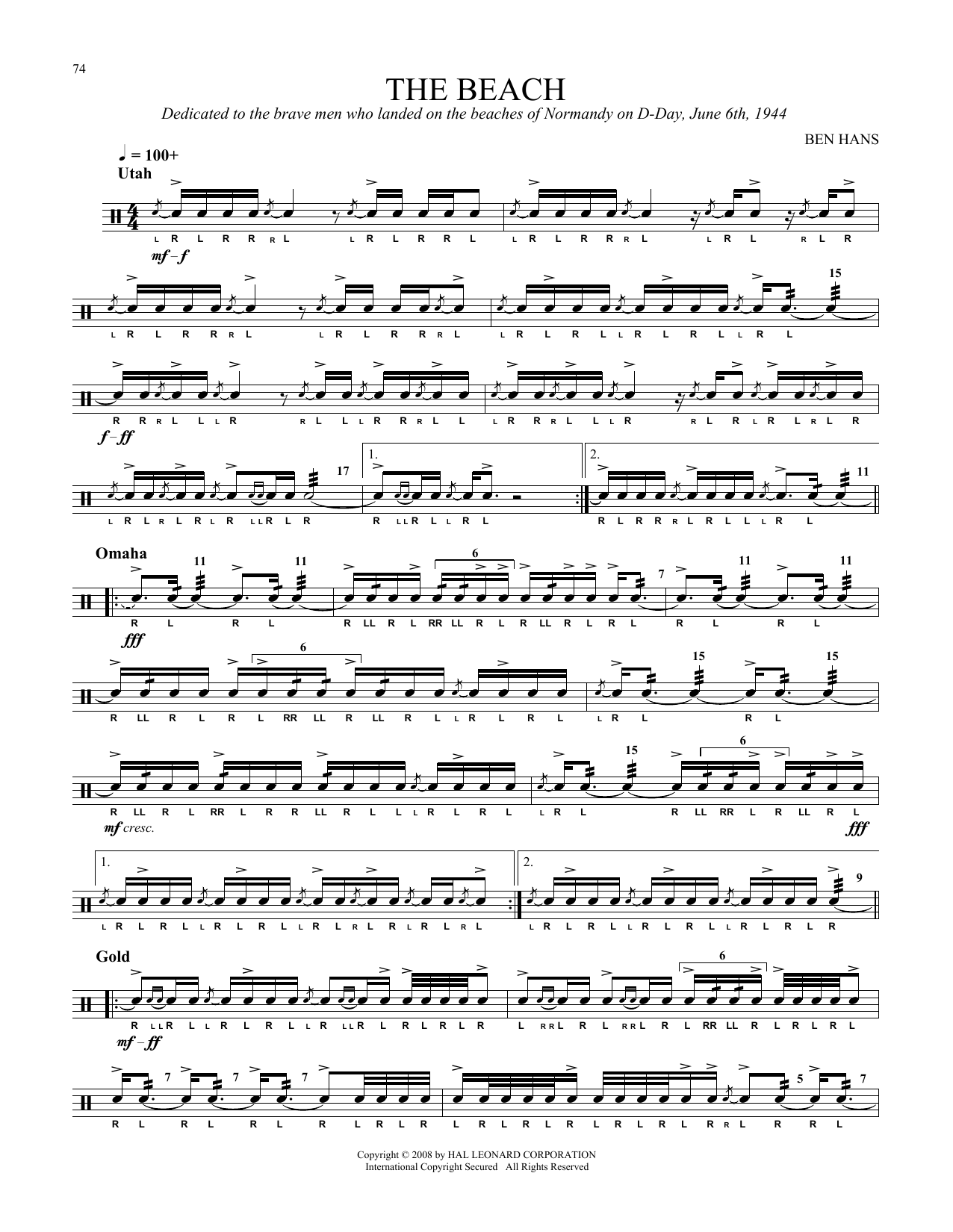 Ben Hans The Beach sheet music notes and chords. Download Printable PDF.