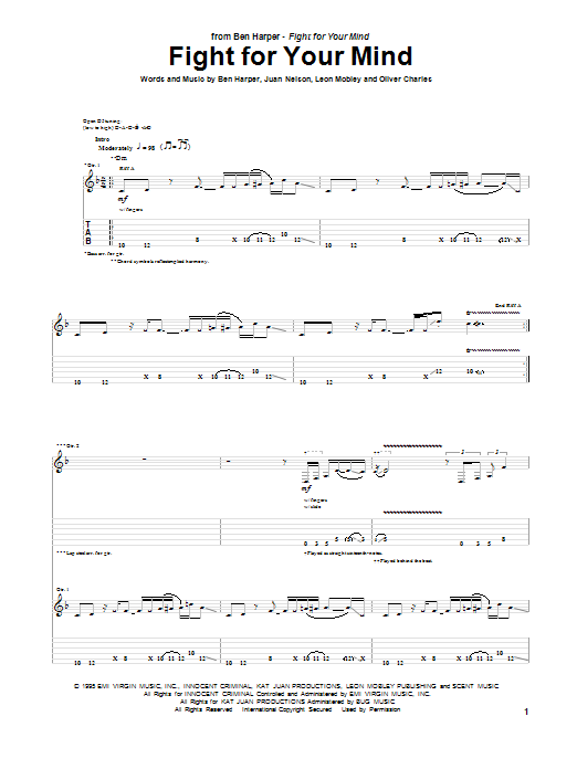 Learn to play Ben Harper Fight For Your Mind sheet music for Guitar Tab in minutes. Price: 7.8900$ Ben Harper Fight For Your Mind sheet music notes and chords arranged for Guitar Tab