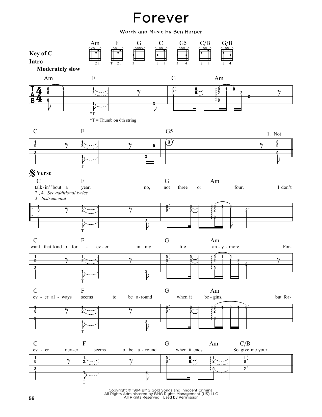 Ben Harper Forever sheet music notes and chords. Download Printable PDF.