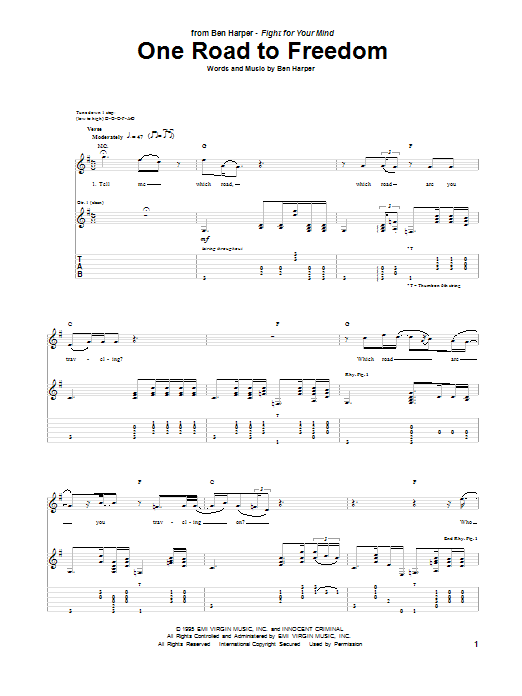 Learn to play Ben Harper One Road To Freedom sheet music for Guitar Tab in minutes. Price: 7.8900$ Ben Harper One Road To Freedom sheet music notes and chords arranged for Guitar Tab