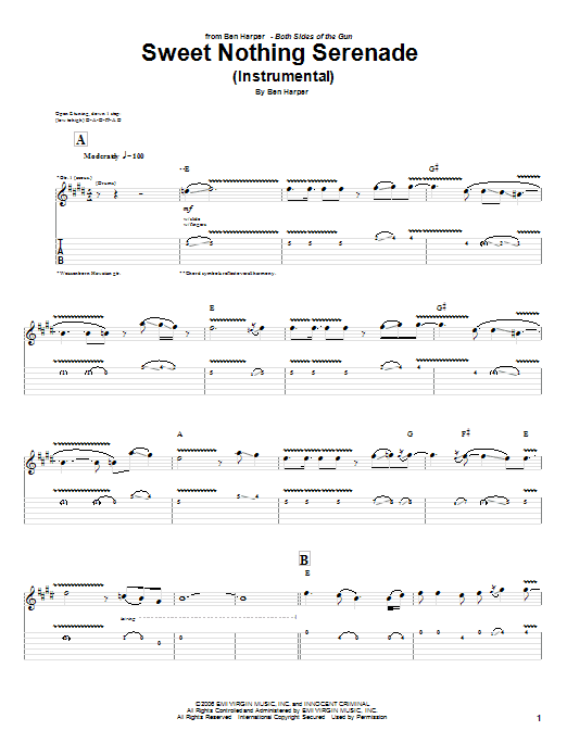 Learn to play Ben Harper Sweet Nothing Serenade (Instrumental) sheet music for Guitar Tab in minutes. Price: 7.8900$ Ben Harper Sweet Nothing Serenade (Instrumental) sheet music notes and chords arranged for Guitar Tab
