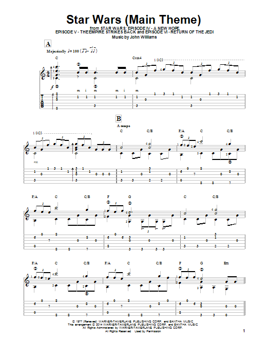 Ben Woolman Star Wars (Main Theme) sheet music notes and chords. Download Printable PDF.