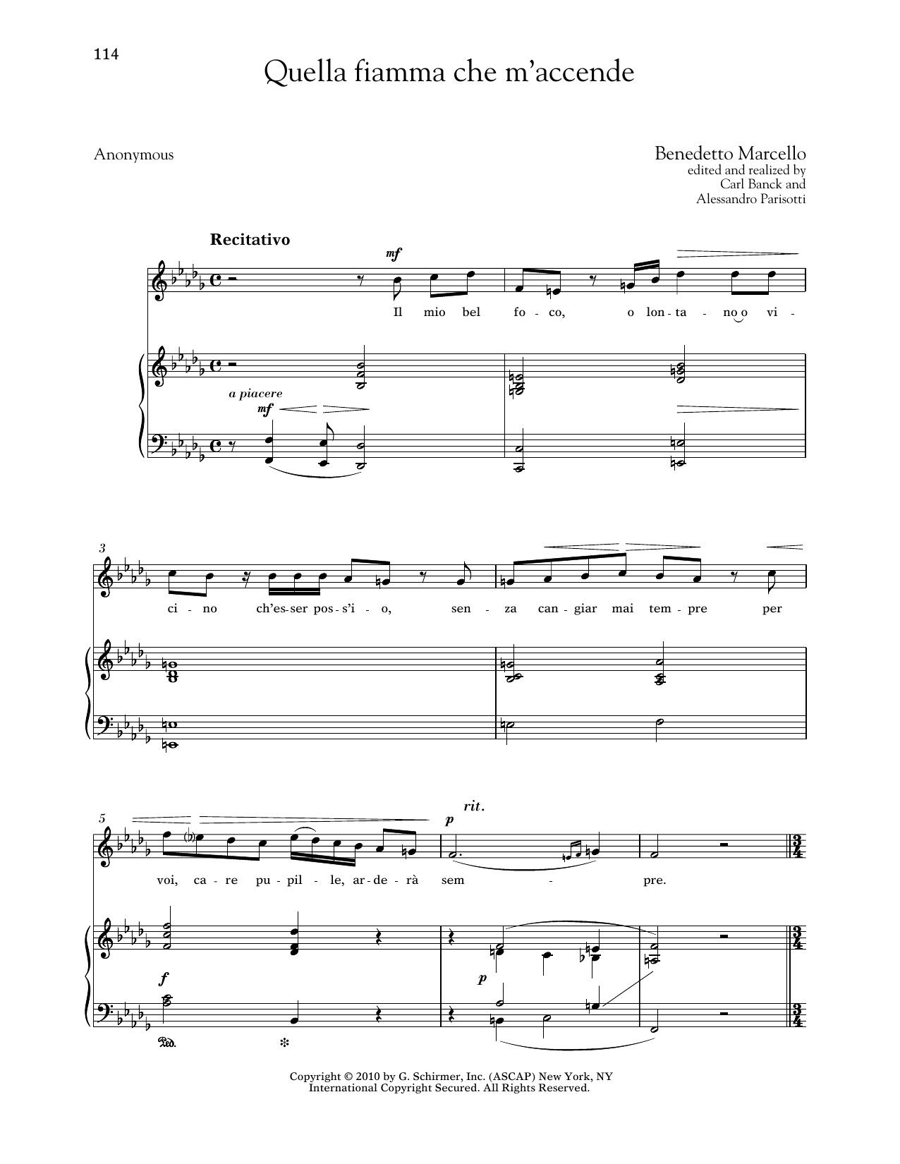 Learn to play Benedetto Marcello Quella Fiamma Che M'accende (High Voice) sheet music for Piano & Vocal in minutes. Price: 7.8900$ Benedetto Marcello Quella Fiamma Che M'accende (High Voice) sheet music notes and chords arranged for Piano & Vocal
