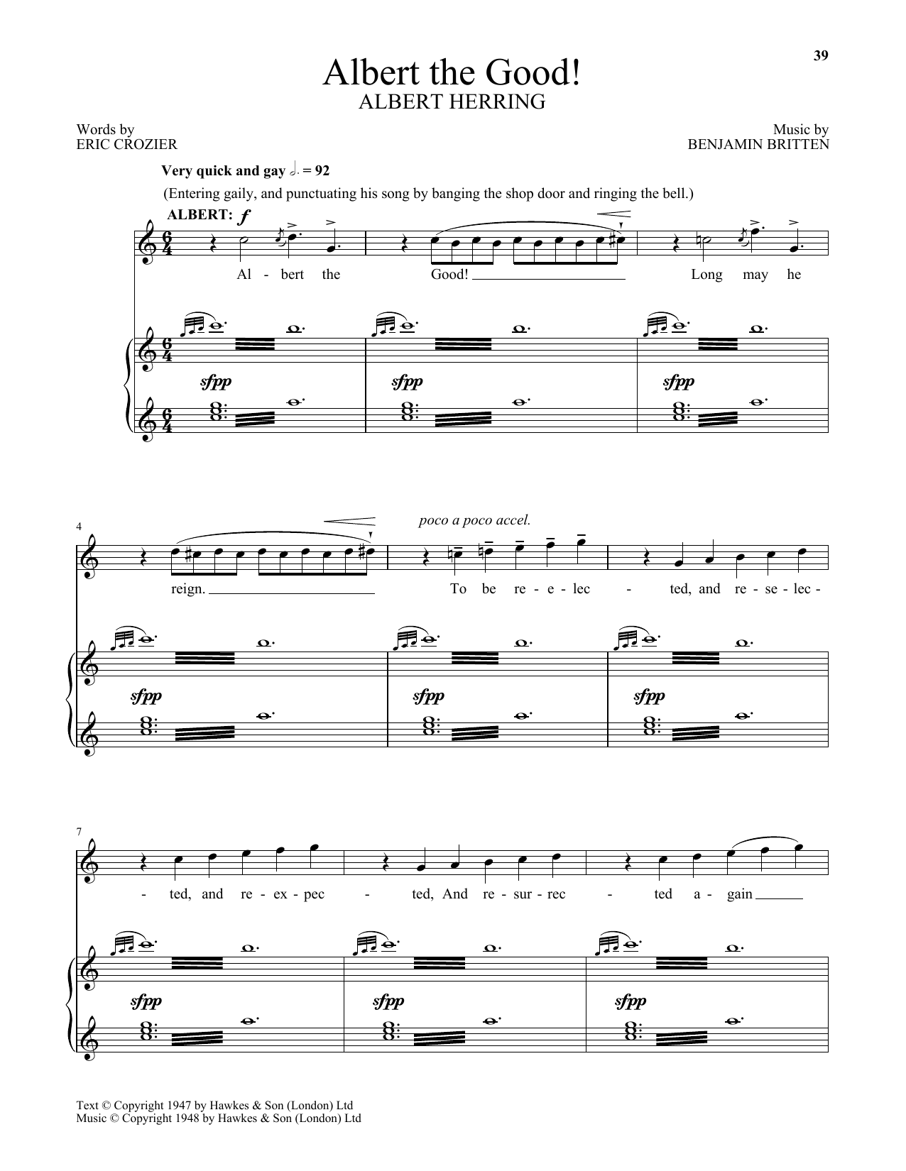 Benjamin Britten Albert The Good! sheet music notes and chords arranged for Piano & Vocal