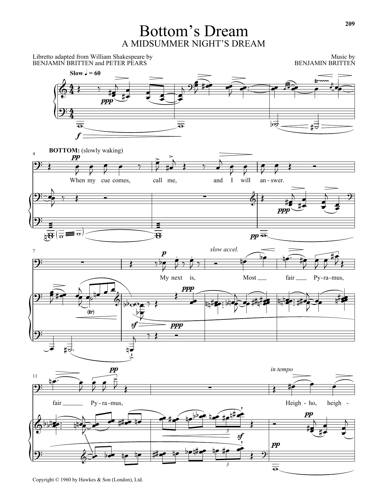 Benjamin Britten Bottom's Dream sheet music notes and chords. Download Printable PDF.