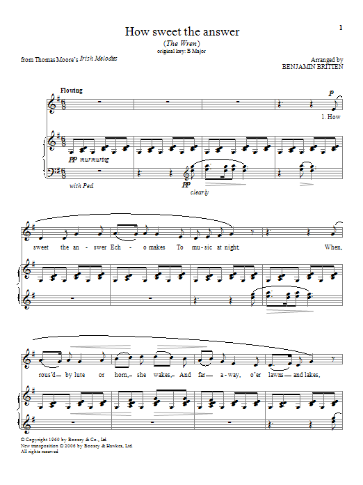 Benjamin Britten How sweet the answer sheet music notes and chords. Download Printable PDF.