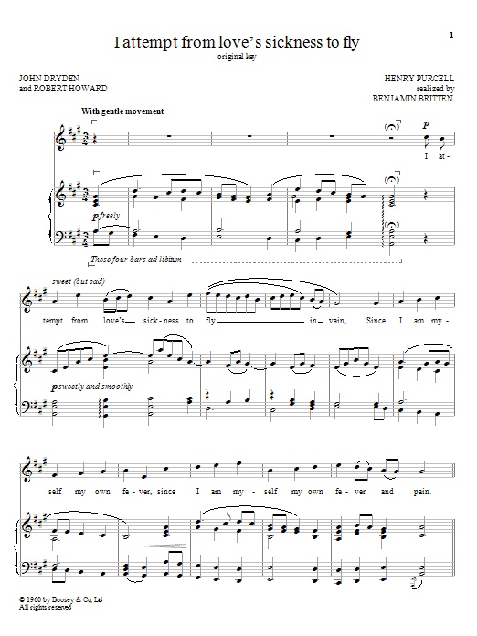 Benjamin Britten I Attempt From Love's Sickness To Fly sheet music notes and chords arranged for Piano & Vocal