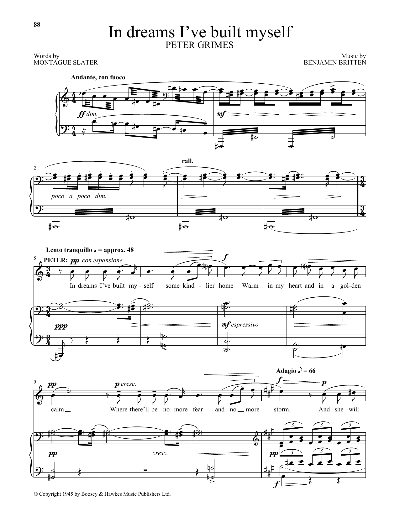 Benjamin Britten In dreams I've built myself (from Peter Grimes) sheet music notes and chords. Download Printable PDF.