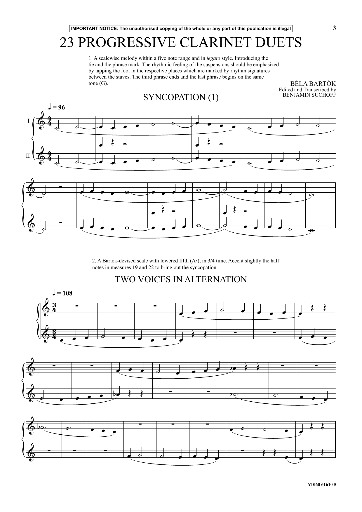 Benjamin Suchoff 23 Progressive Clarinet Duets (from Mikrokosmos) sheet music notes and chords. Download Printable PDF.