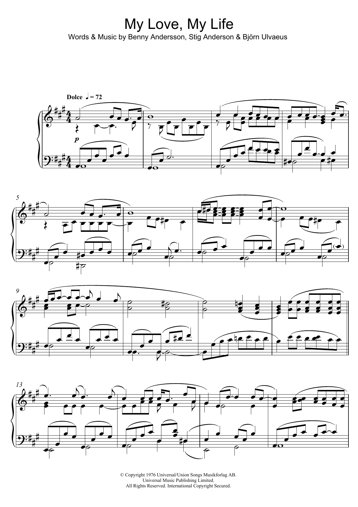 Learn to play Benny Andersson My Love, My Life sheet music for Piano Solo in minutes. Price: 6.9900$ Benny Andersson My Love, My Life sheet music notes and chords arranged for Piano Solo