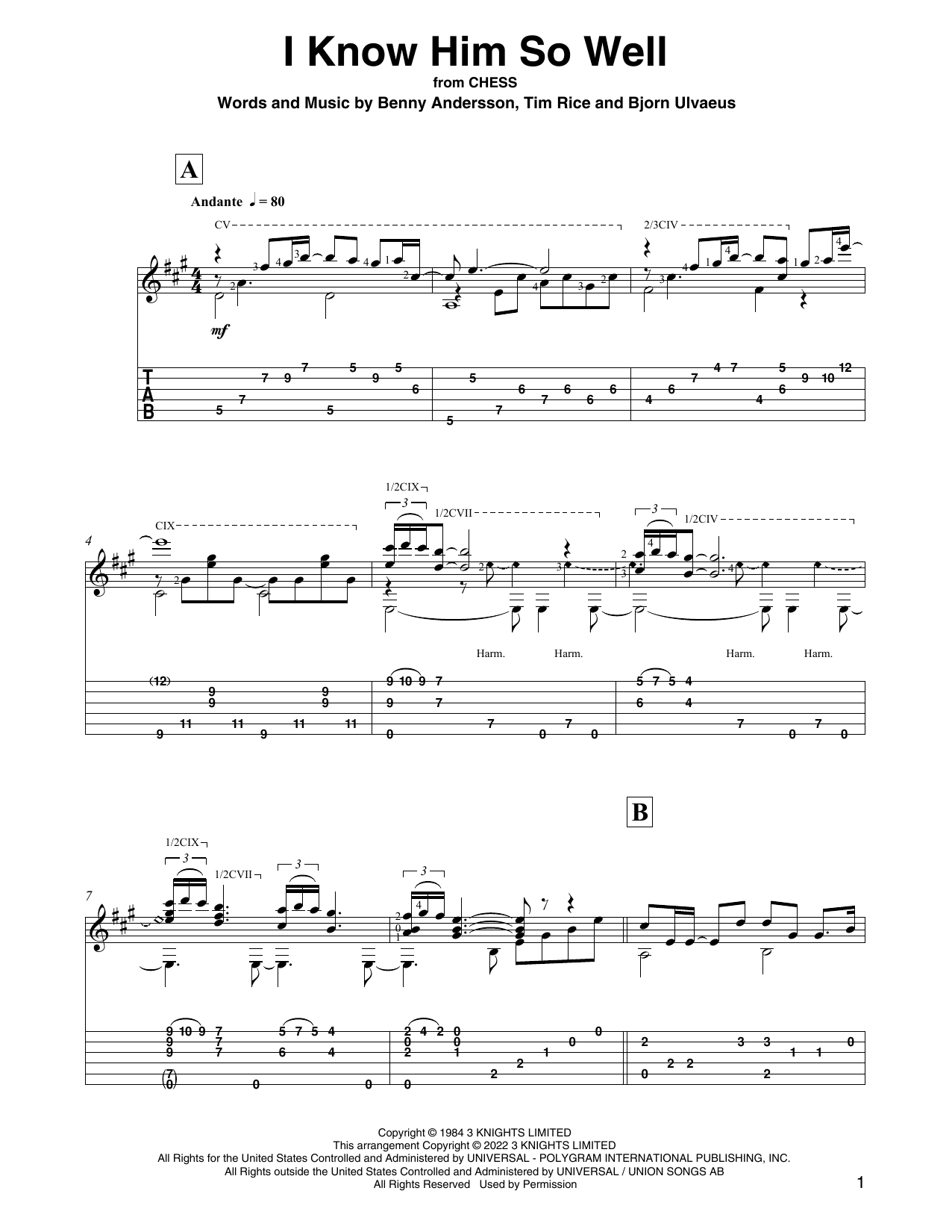 Benny Andersson, Tim Rice and Bjorn Ulvaeus I Know Him So Well (from Chess) (arr. David Jaggs) sheet music notes and chords. Download Printable PDF.