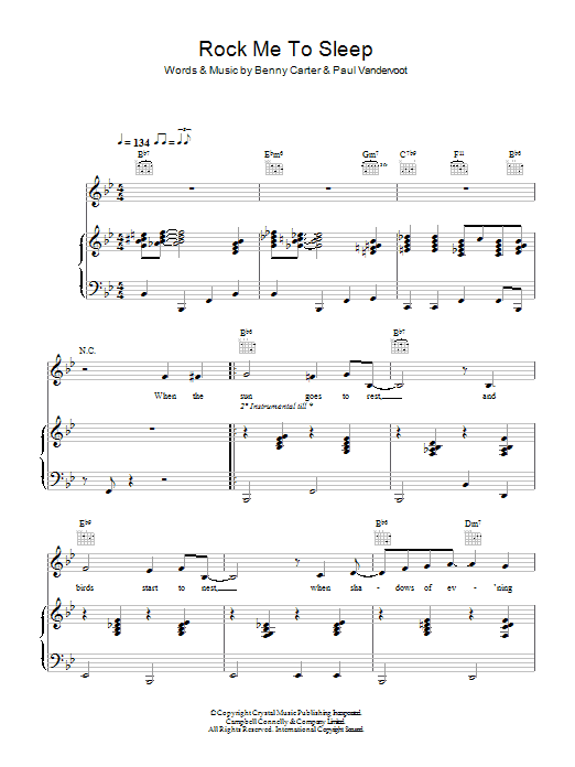 Learn to play Benny Carter Rock Me To Sleep sheet music for Piano, Vocal & Guitar Chords in minutes. Price: 7.8900$ Benny Carter Rock Me To Sleep sheet music notes and chords arranged for Piano, Vocal & Guitar Chords