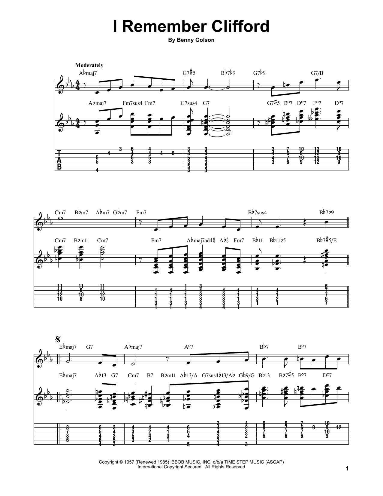 Benny Golson I Remember Clifford (arr. Robert B. Yelin) sheet music notes and chords. Download Printable PDF.