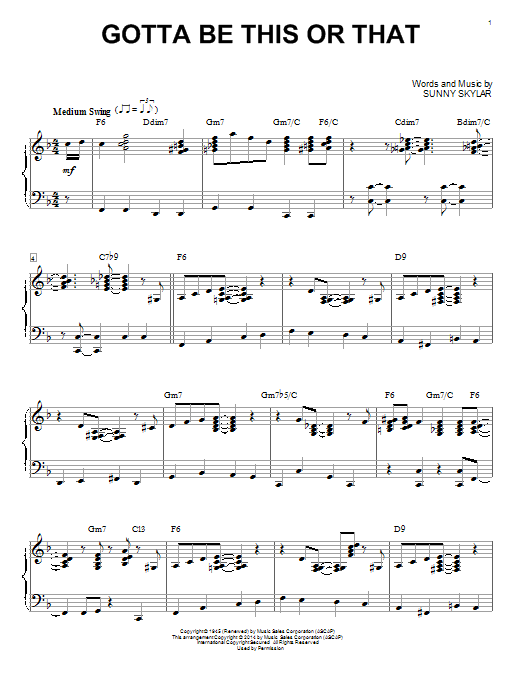 Benny Goodman Gotta Be This Or That sheet music notes and chords arranged for Piano Solo