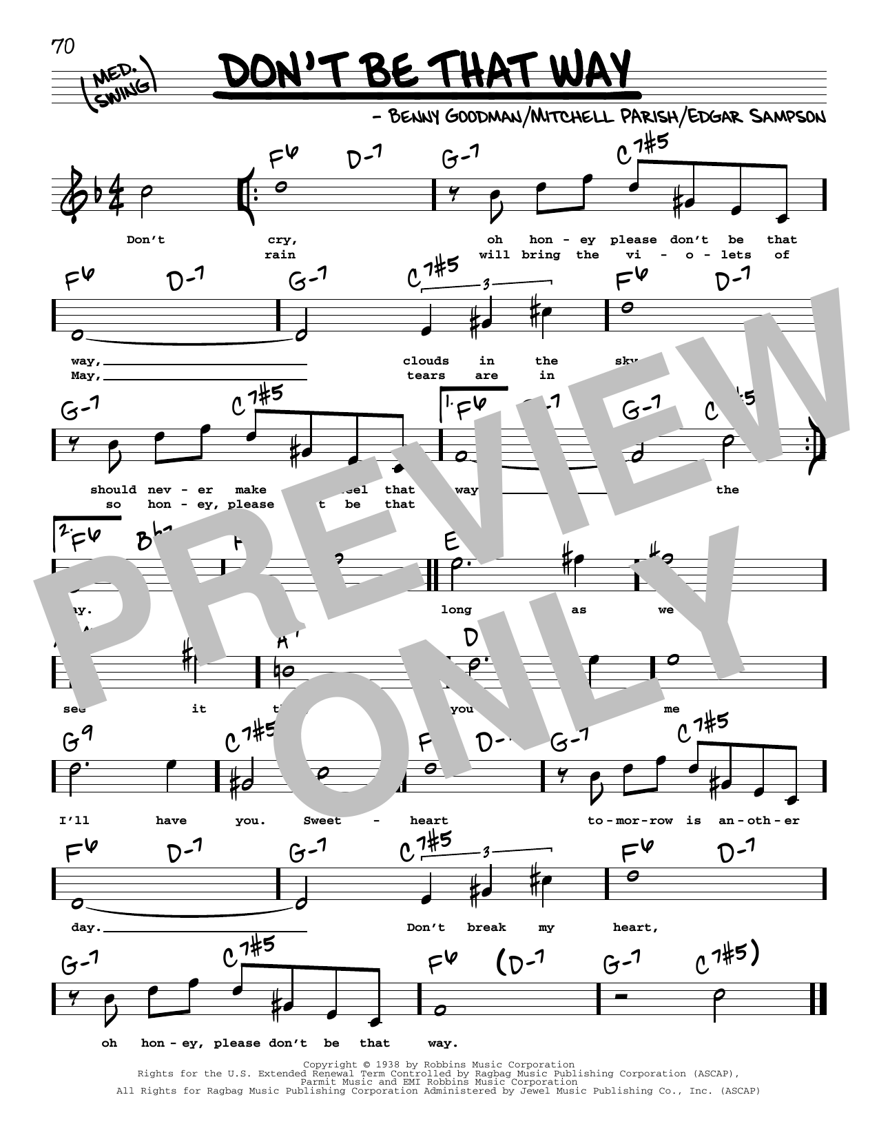 Learn to play Benny Goodman Don't Be That Way (High Voice) sheet music for Real Book – Melody, Lyrics & Chords in minutes. Price: 5.9900$ Benny Goodman Don't Be That Way (High Voice) sheet music notes and chords arranged for Real Book – Melody, Lyrics & Chords