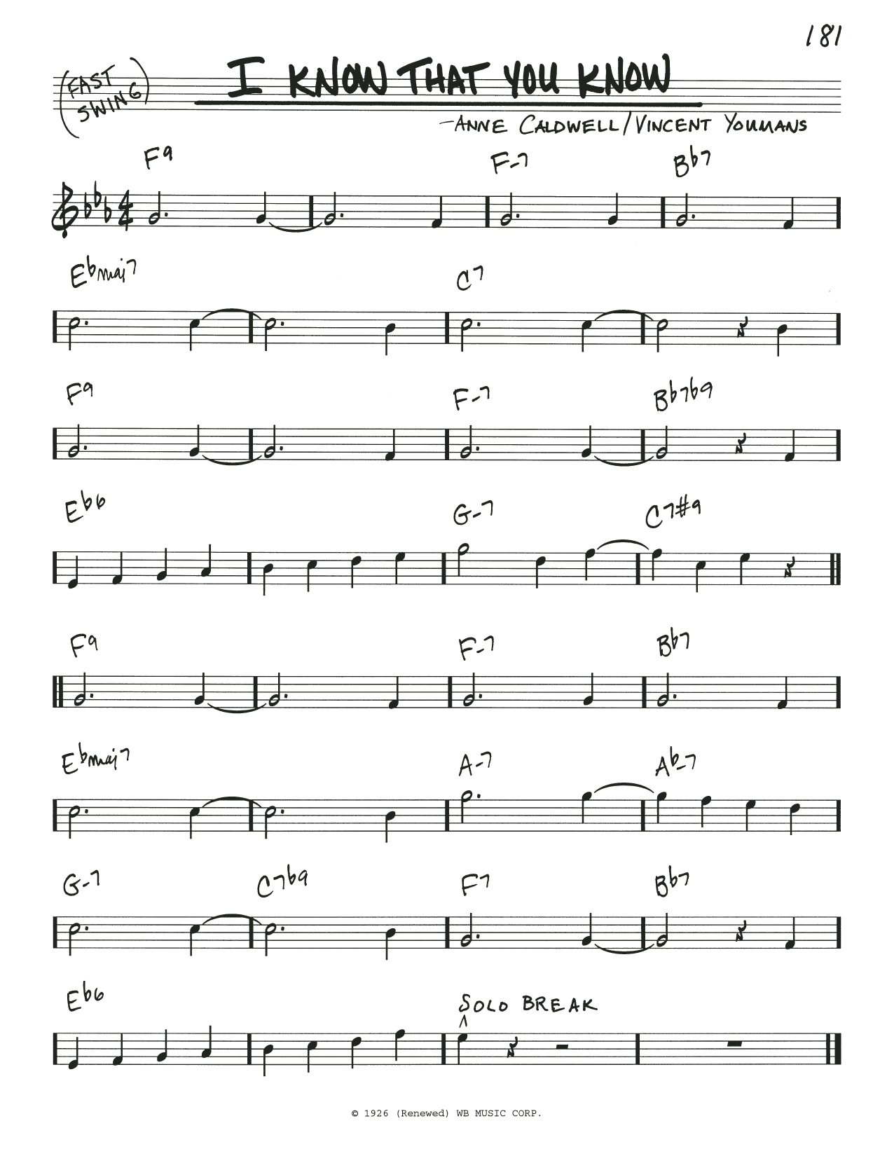 Learn to play Benny Goodman I Know That You Know sheet music for Real Book – Melody & Chords in minutes. Price: 5.9900$ Benny Goodman I Know That You Know sheet music notes and chords arranged for Real Book – Melody & Chords