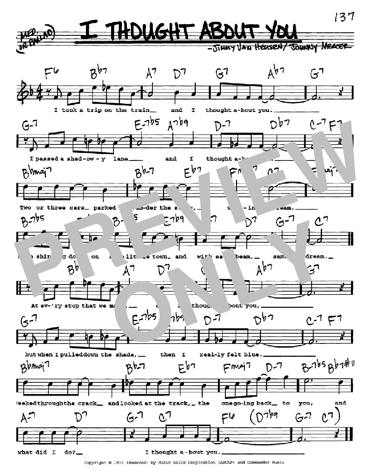 Benny Goodman I Thought About You sheet music notes and chords arranged for Real Book – Melody, Lyrics & Chords