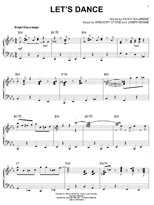 Learn to play Benny Goodman Let's Dance sheet music for Piano Solo in minutes. Price: 7.8900$ Benny Goodman Let's Dance sheet music notes and chords arranged for Piano Solo