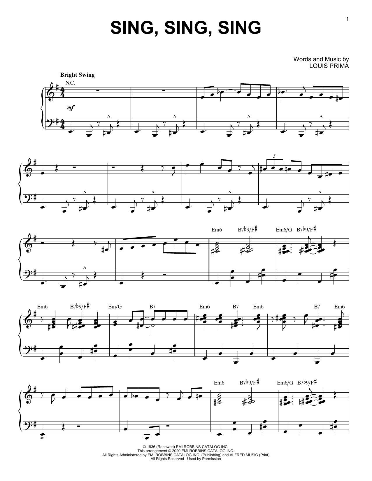 Benny Goodman Sing, Sing, Sing [Jazz version] (arr. Brent Edstrom) sheet music notes and chords. Download Printable PDF.