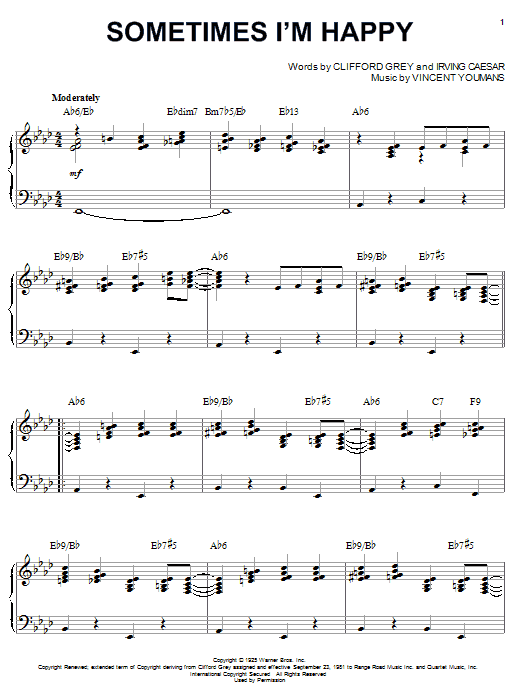 Learn to play Benny Goodman Sometimes I'm Happy sheet music for Piano Solo in minutes. Price: 7.8900$ Benny Goodman Sometimes I'm Happy sheet music notes and chords arranged for Piano Solo
