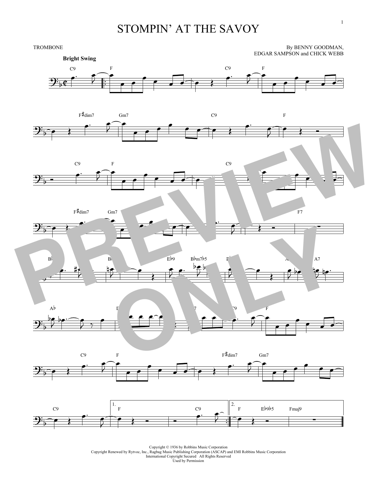 Benny Goodman Stompin At The Savoy sheet music notes and chords. Download Printable PDF.