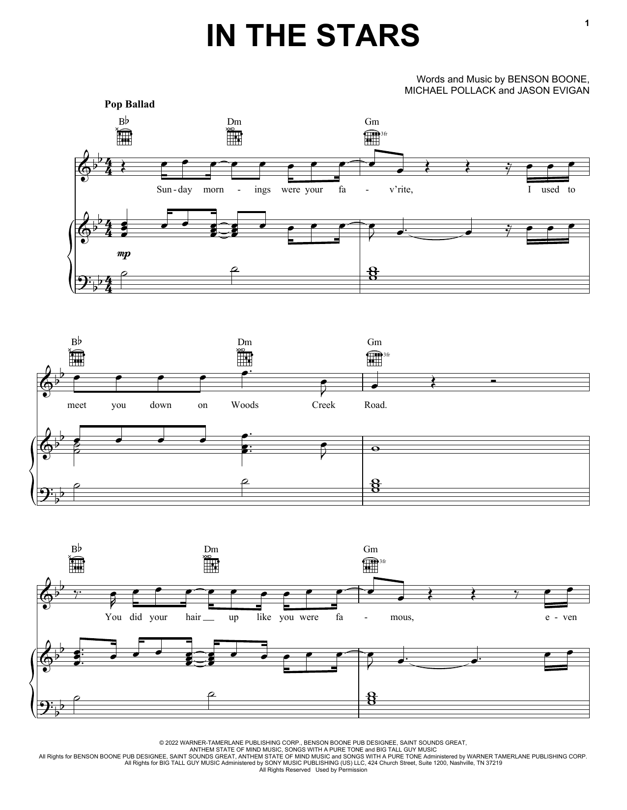 Benson Boone In The Stars sheet music notes and chords. Download Printable PDF.