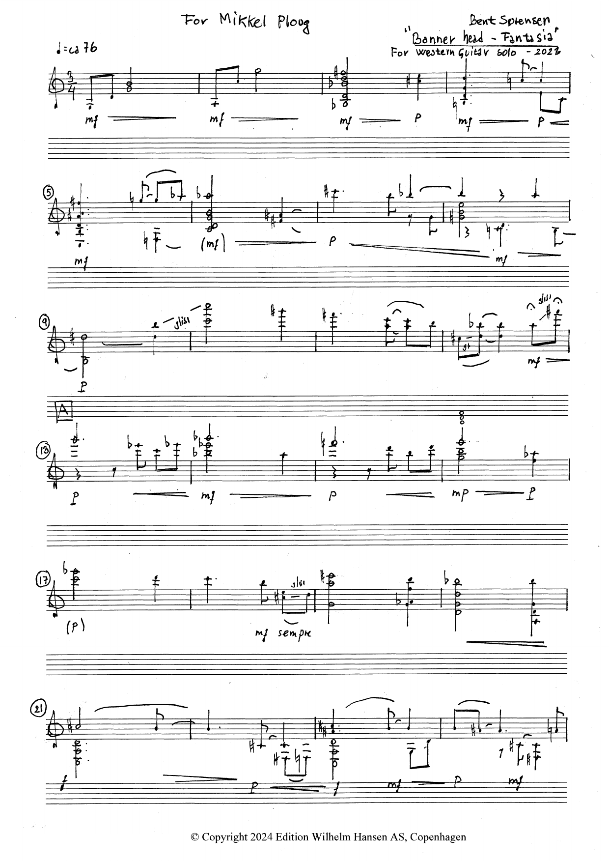 Bent Sørensen Banner Head - Fantasia sheet music notes and chords. Download Printable PDF.