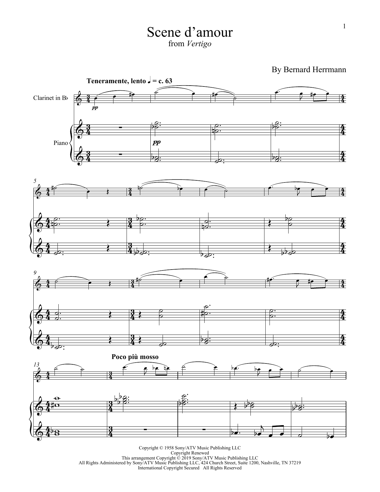 Bernard Hermann Scene D'Amour (from Vertigo) sheet music notes and chords. Download Printable PDF.