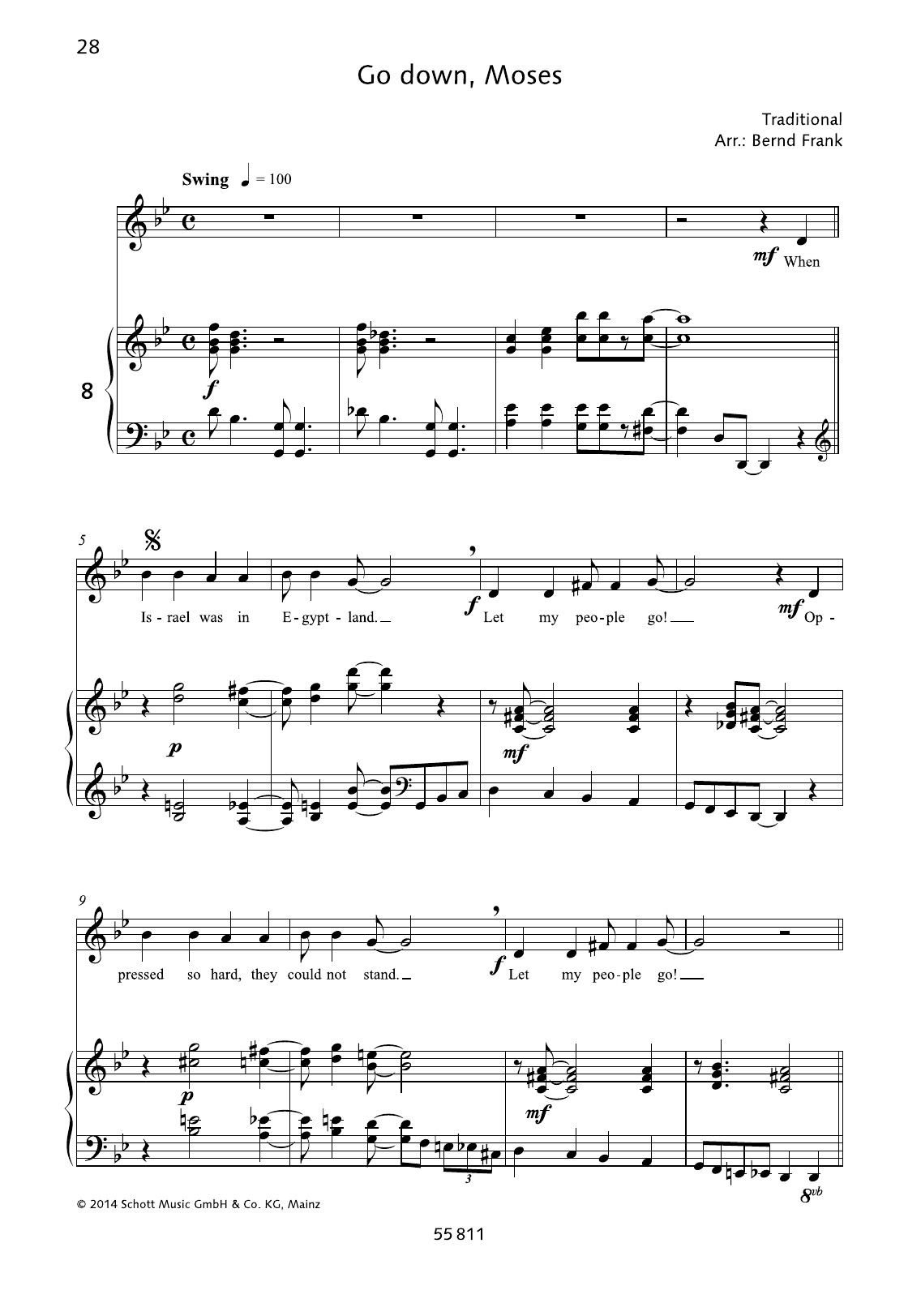 Learn to play Bernd Frank Go Down, Moses sheet music for Piano & Vocal in minutes. Price: 6.9900$ Bernd Frank Go Down, Moses sheet music notes and chords arranged for Piano & Vocal