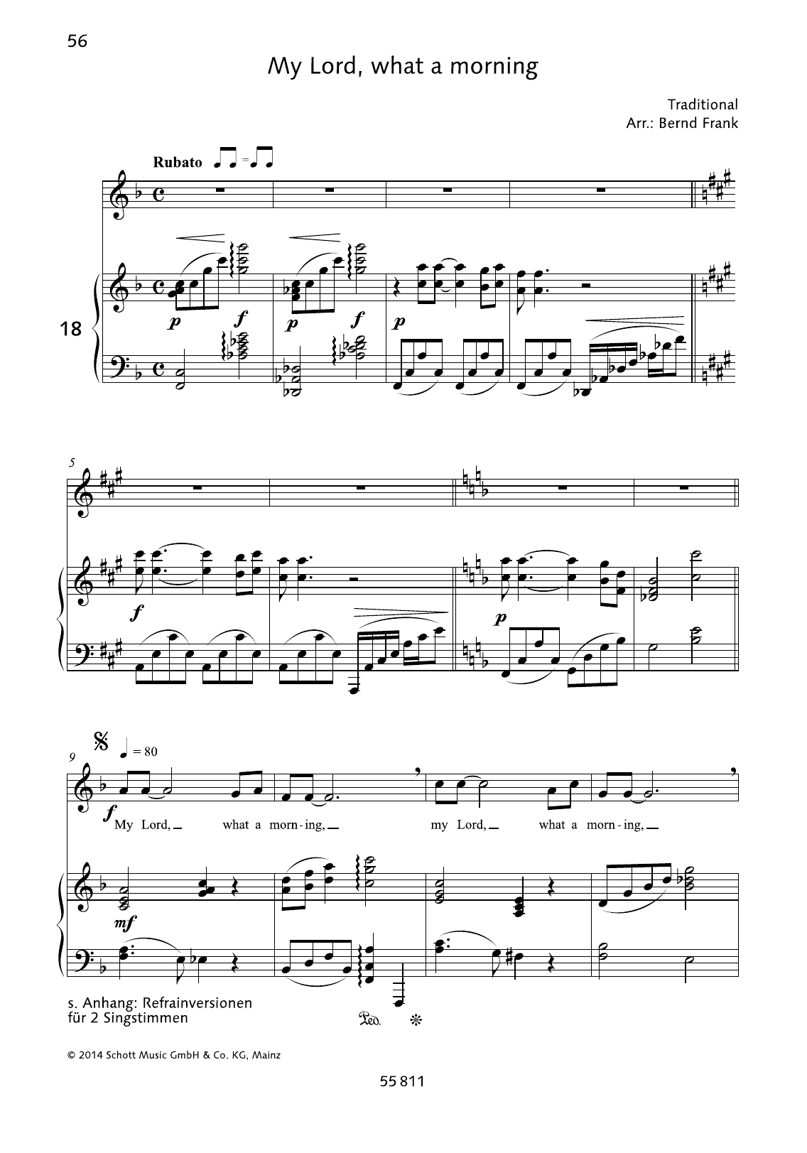 Bernd Frank My Lord, What a Morning sheet music notes and chords. Download Printable PDF.