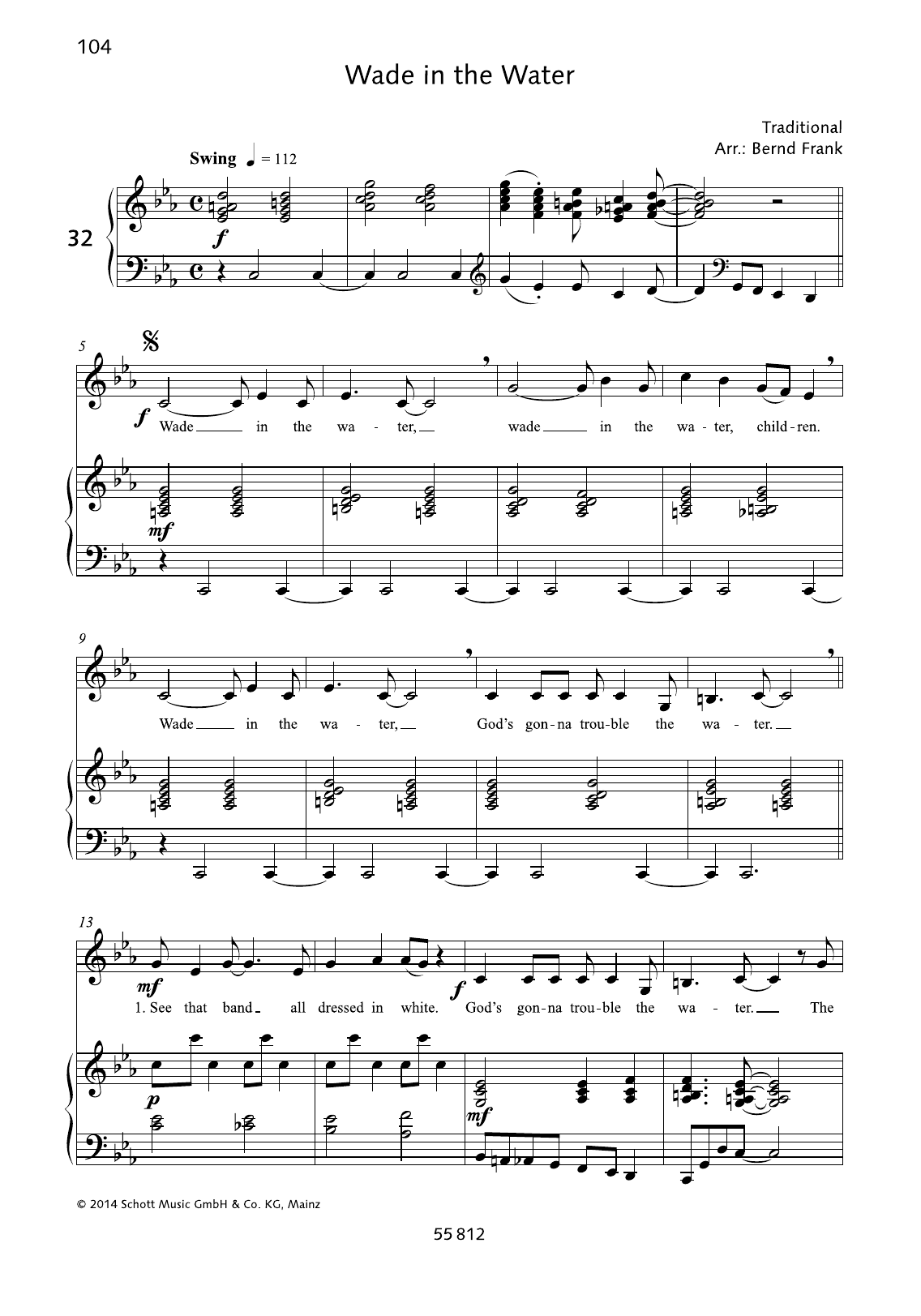 Learn to play Bernd Frank Wade in the Water sheet music for Piano & Vocal in minutes. Price: 6.9900$ Bernd Frank Wade in the Water sheet music notes and chords arranged for Piano & Vocal