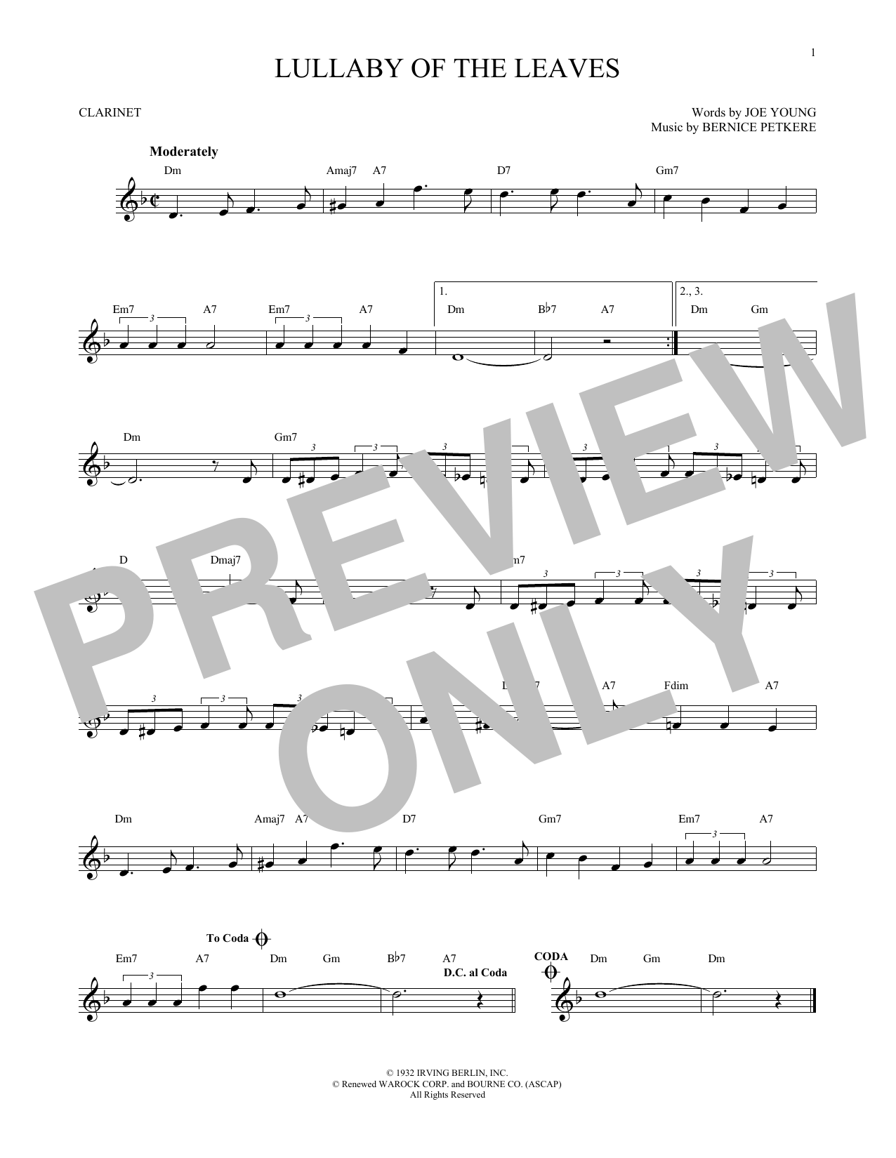 Bernice Petkere Lullaby Of The Leaves sheet music notes and chords. Download Printable PDF.