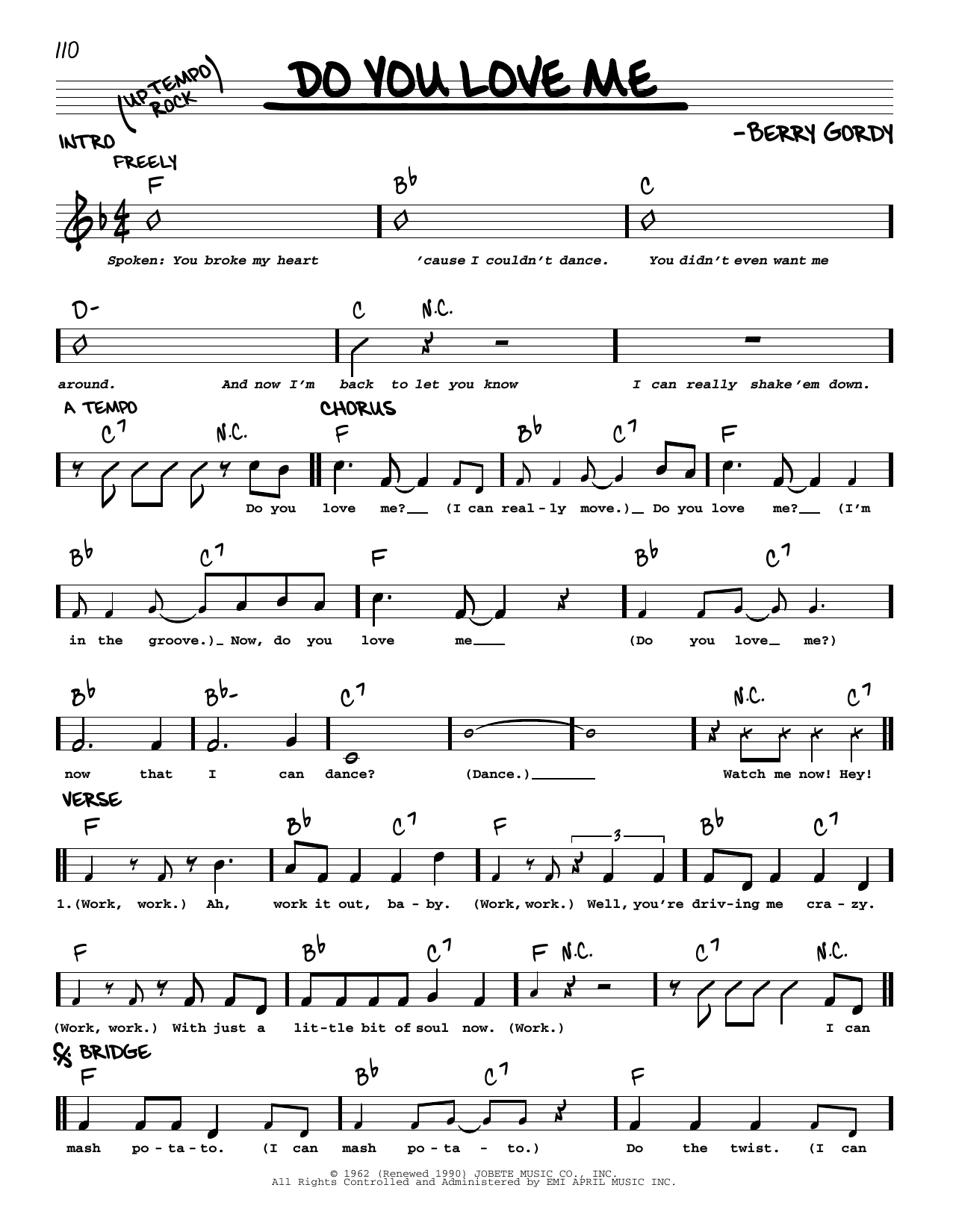 Learn to play Berry Gordy Jr. Do You Love Me sheet music for Real Book – Melody & Chords in minutes. Price: 5.9900$ Berry Gordy Jr. Do You Love Me sheet music notes and chords arranged for Real Book – Melody & Chords