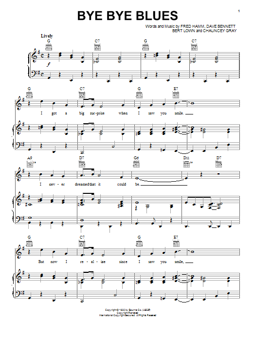 Bert Kaempfert Bye Bye Blues sheet music notes and chords. Download Printable PDF.