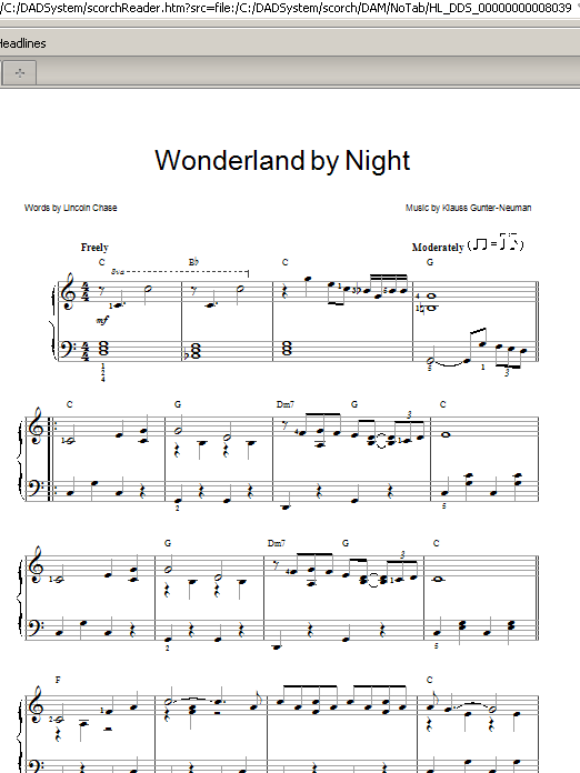 Bert Kaempfert Wonderland By Night sheet music notes and chords arranged for Piano, Vocal & Guitar Chords (Right-Hand Melody)