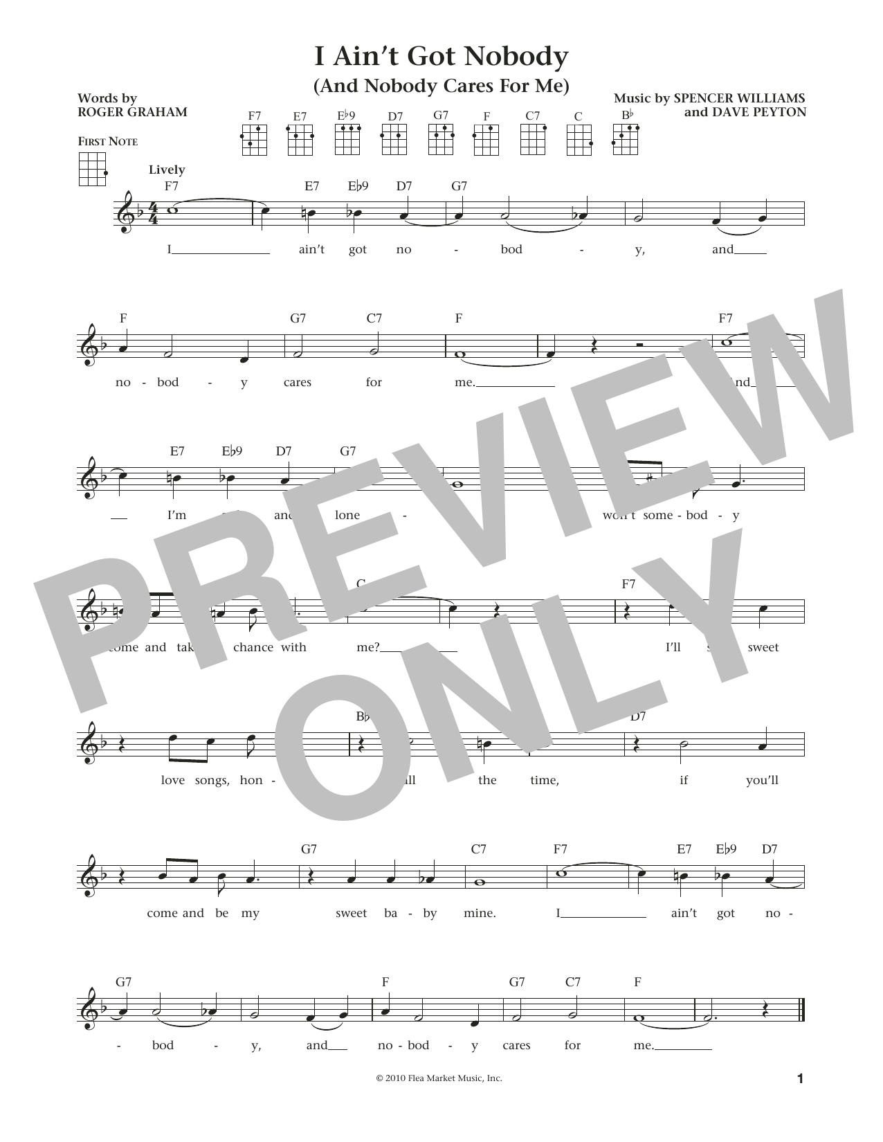 Learn to play Bessie Smith I Ain't Got Nobody (And Nobody Cares For Me) (from The Daily Ukulele) (arr. Liz and Jim Beloff) sheet music for Ukulele in minutes. Price: 5.9900$ Bessie Smith I Ain't Got Nobody (And Nobody Cares For Me) (from The Daily Ukulele) (arr. Liz and Jim Beloff) sheet music notes and chords arranged for Ukulele