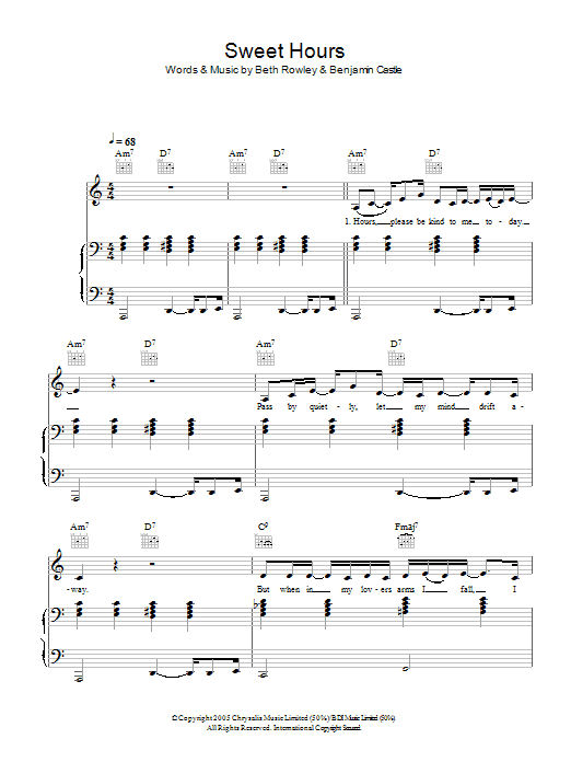 Beth Rowley Sweet Hours sheet music notes and chords. Download Printable PDF.