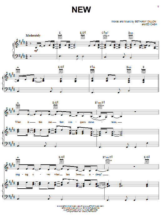 Bethany Dillon New sheet music notes and chords arranged for Piano, Vocal & Guitar Chords (Right-Hand Melody)